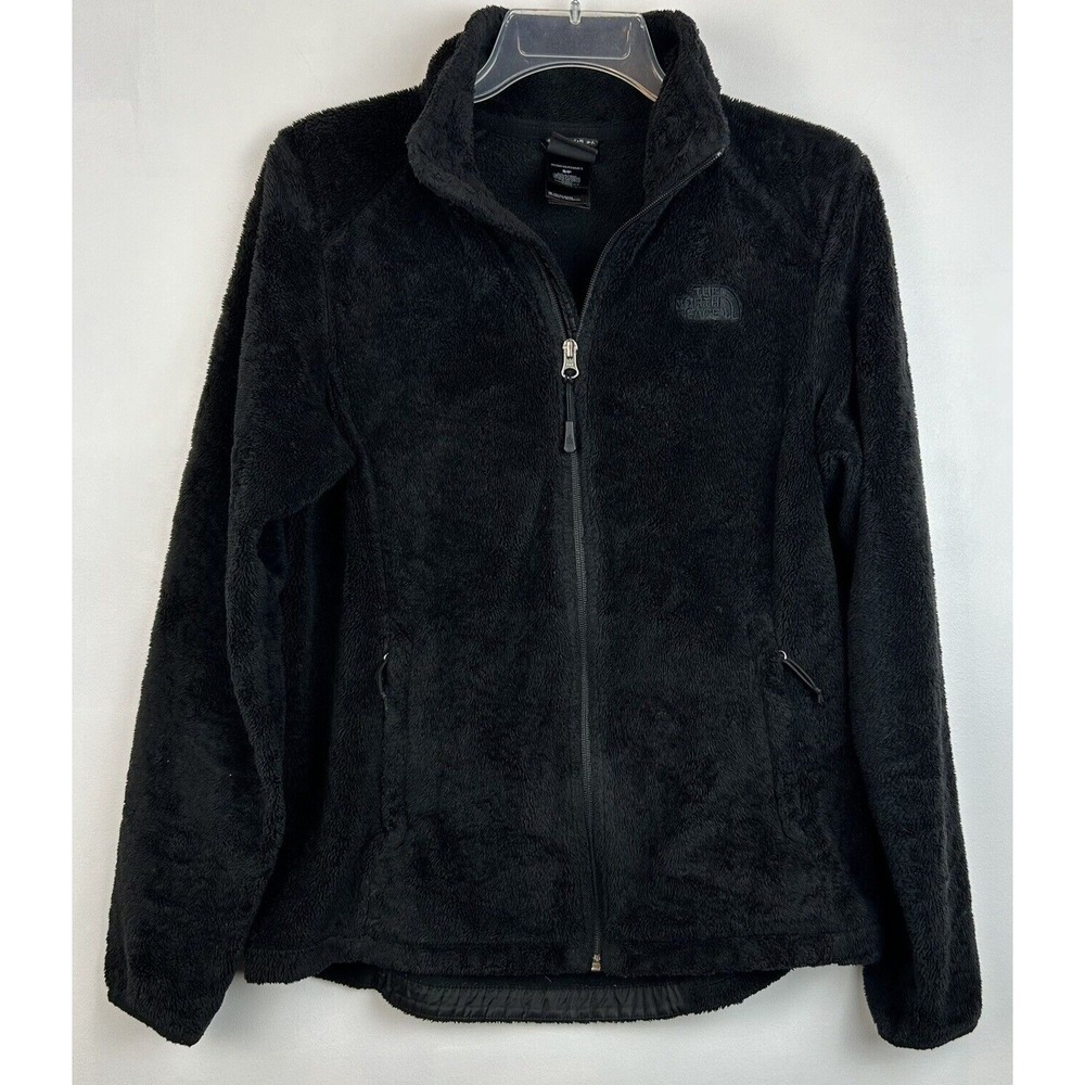 North Face Jacket Womens Small Osito Full Zip Fuzzy Black Zip Pockets Warm Cozy